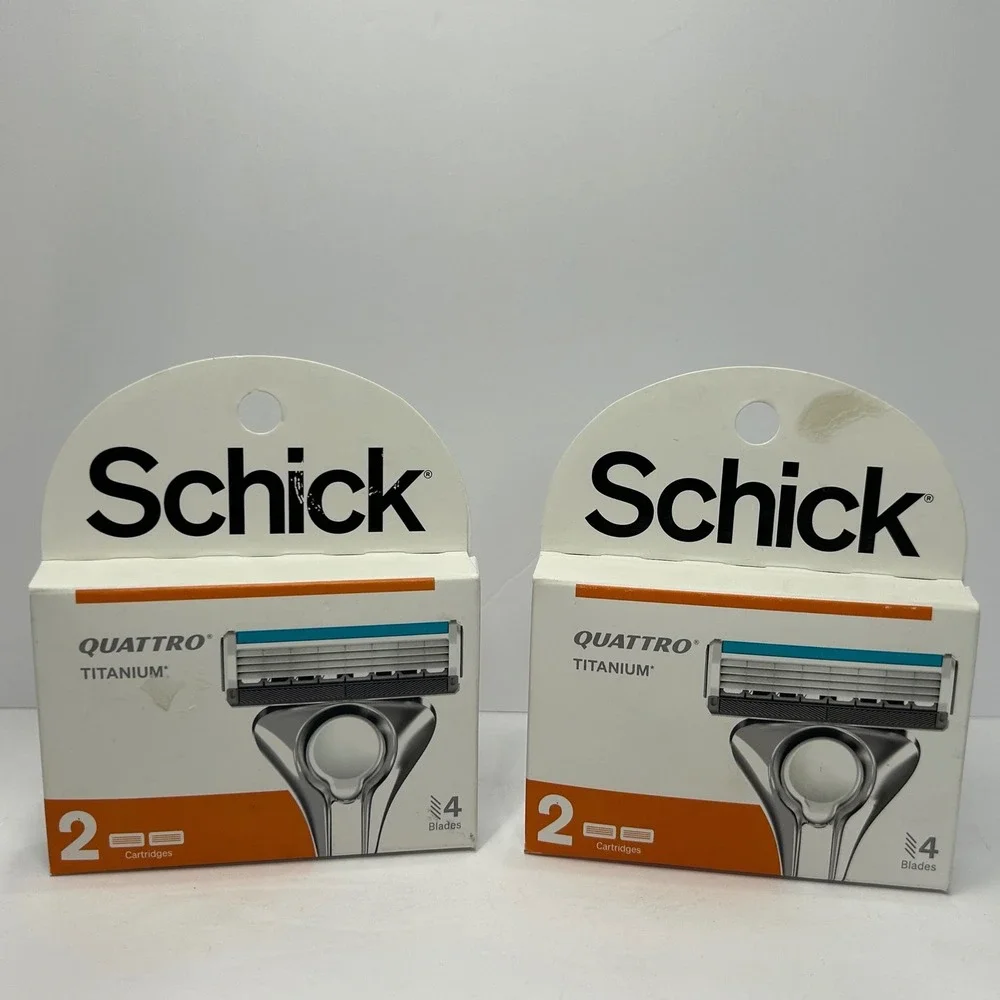 Schick Quattro Titanium 4 Blade Razor Refills 2 Packs of 2 Cartridges Total 4